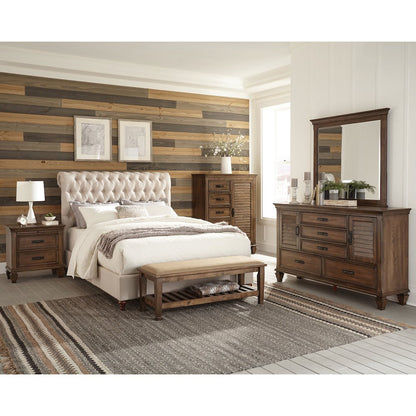 Devon 57-inch Upholstered California King Panel Bed Beige