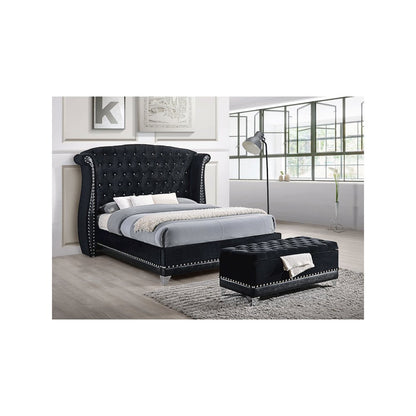 Barzini Upholstered Queen Wingback Bed Black