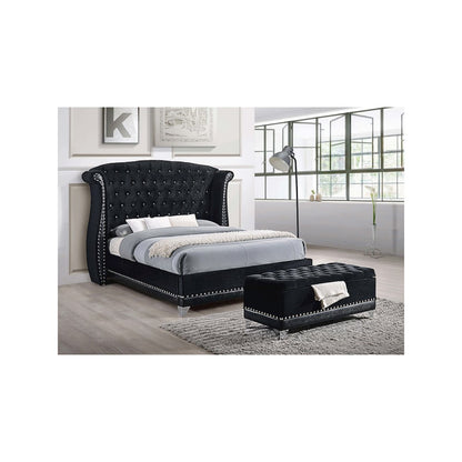 Barzini Velvet Upholstered Tufted Storage Bench Black