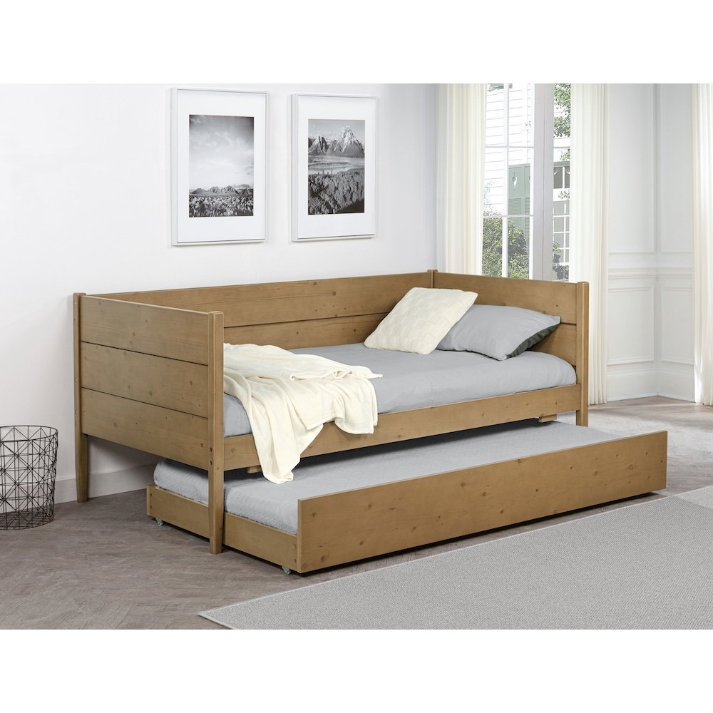 Calinda Wood Twin Daybed With Trundle Natural