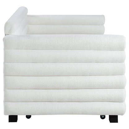 Patricia Boucle Upholstered Twin Day Bed with Trundle White