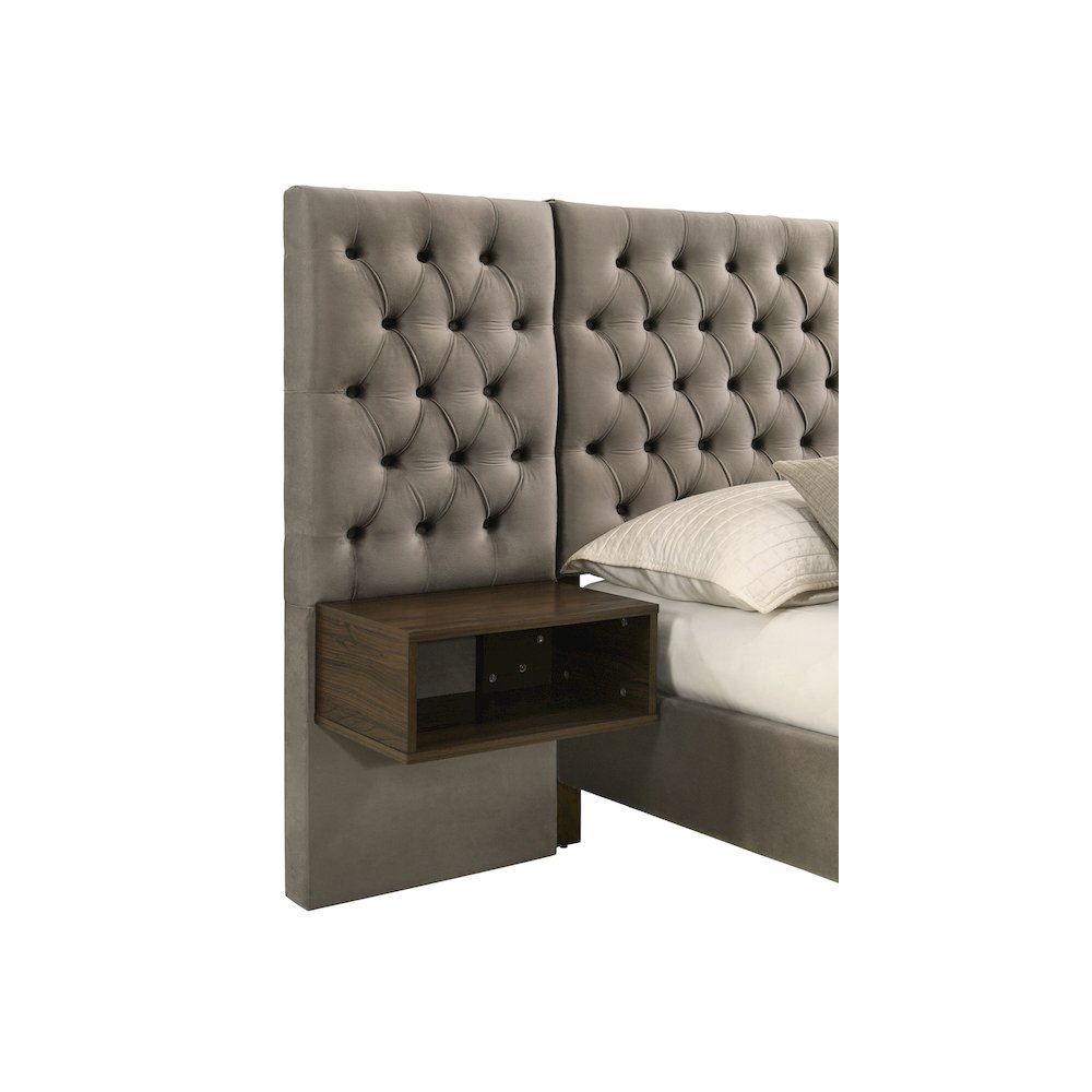 Marley Upholstered Queen Wall Panel Bed Light Brown