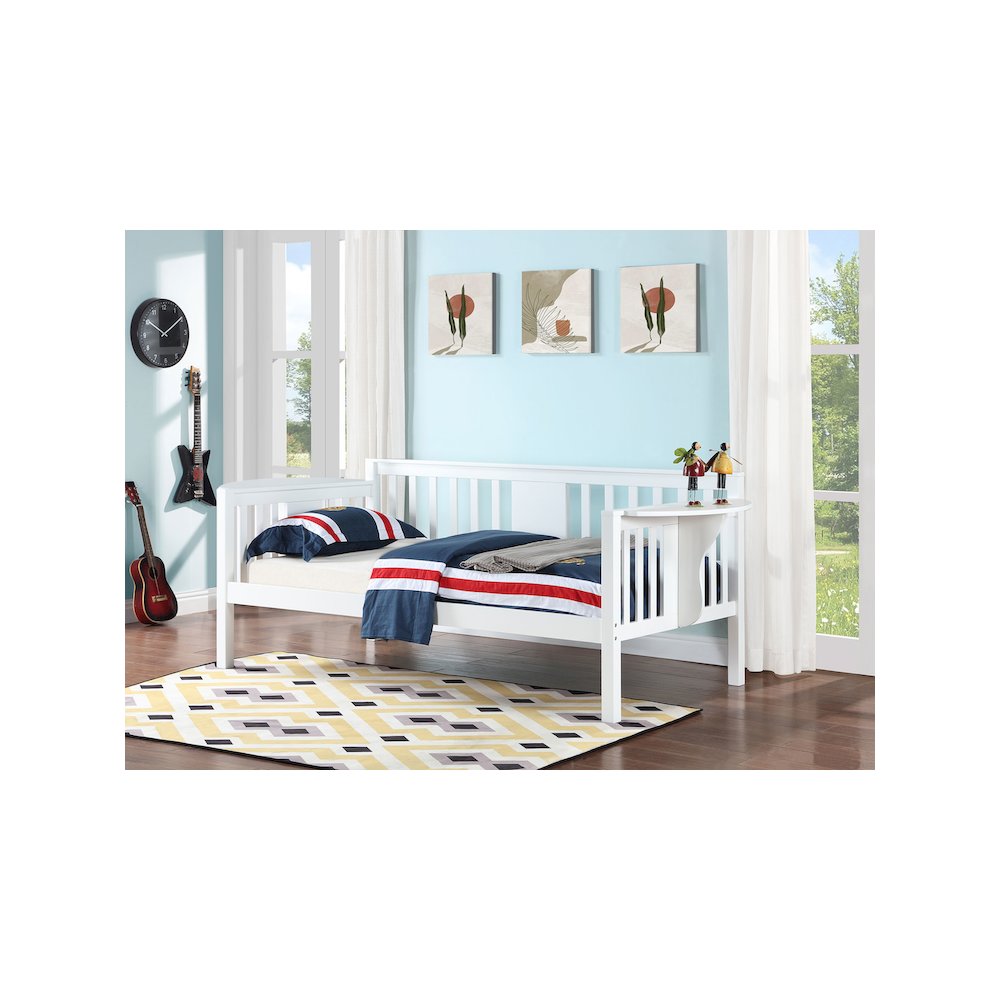 Bethany Wood Twin Daybed with Drop-down Tables White