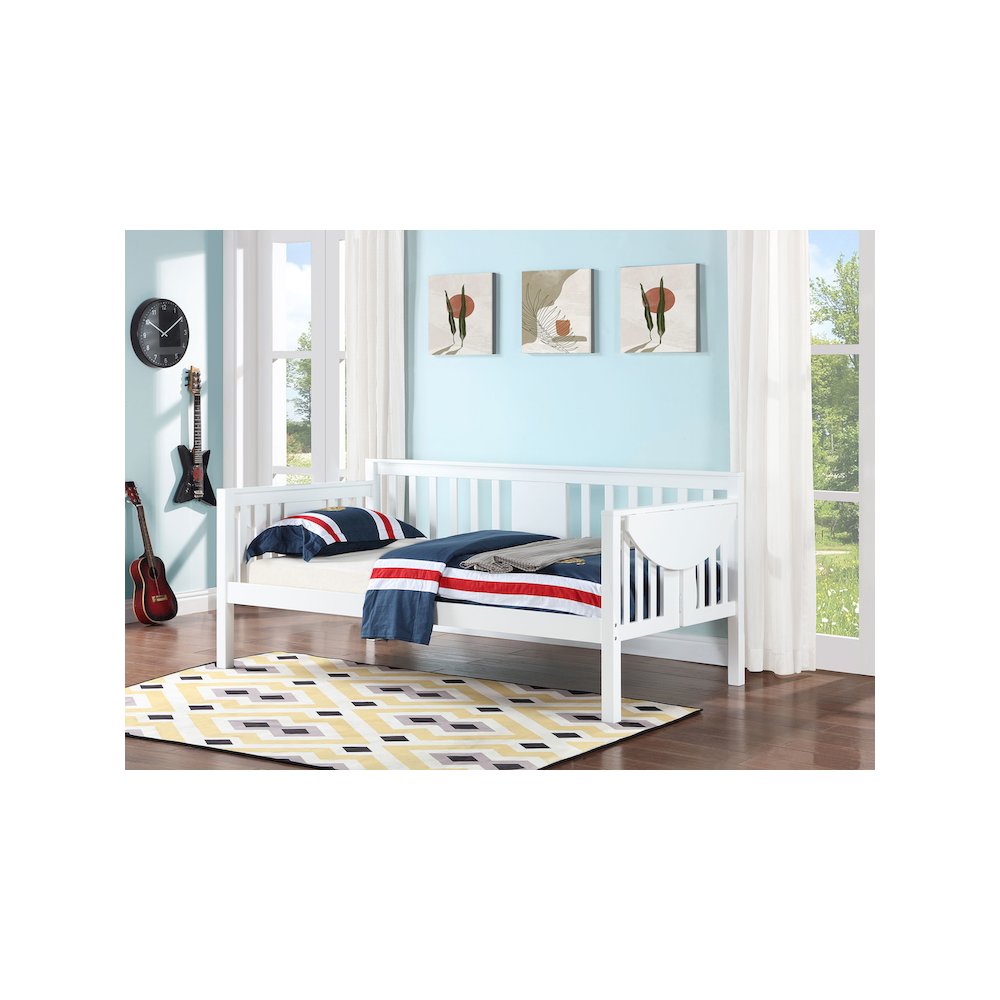 Bethany Wood Twin Daybed with Drop-down Tables White