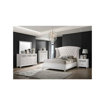 Barzini Upholstered California King Wingback Bed White
