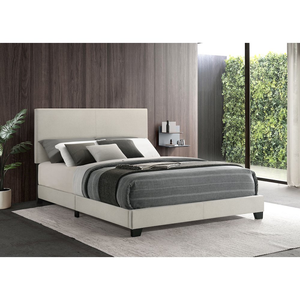Dorian Fabric Upholstered Queen Panel Bed Cream