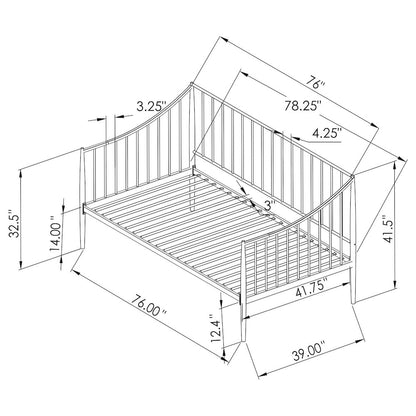 Newbury Metal Twin Daybed Bed Frame Matte Black