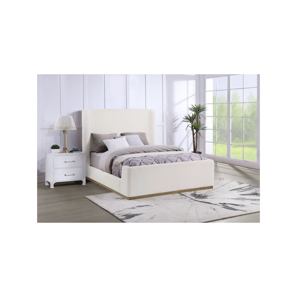 Nala Upholstered Queen Sleigh Bed Cream