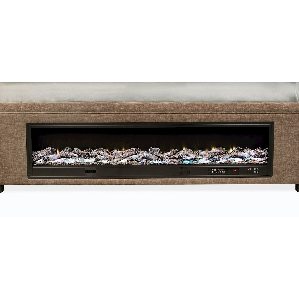 Senna Upholstered California King Audio Fireplace Bed Brown