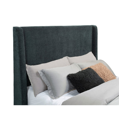 Preston Upholstered Queen Audio Fireplace Bed Blue