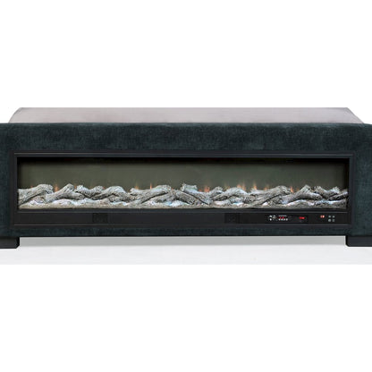 Preston Upholstered Queen Audio Fireplace Bed Blue