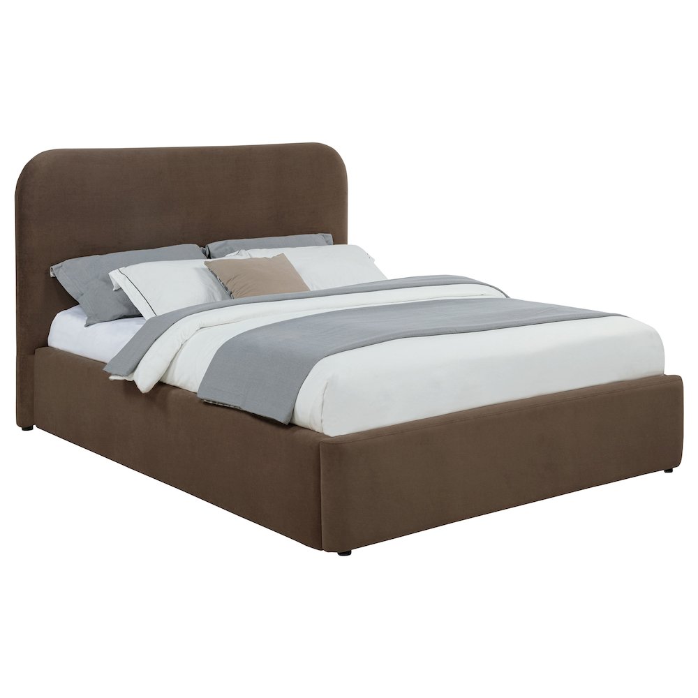 Anders Upholstered Full Storage Lift Platform Bed Chocolate