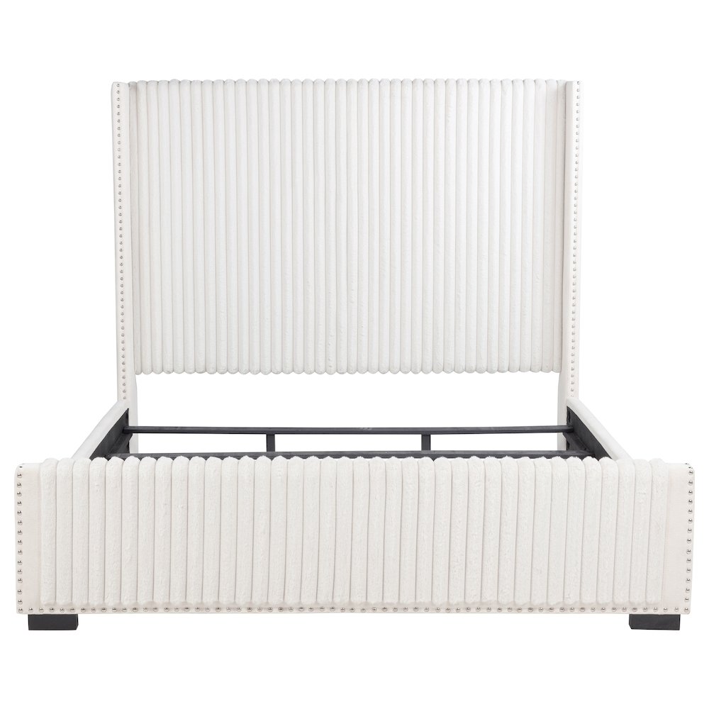 Natasha 65-inch Upholstered Eastern King Wingback Bed Cream