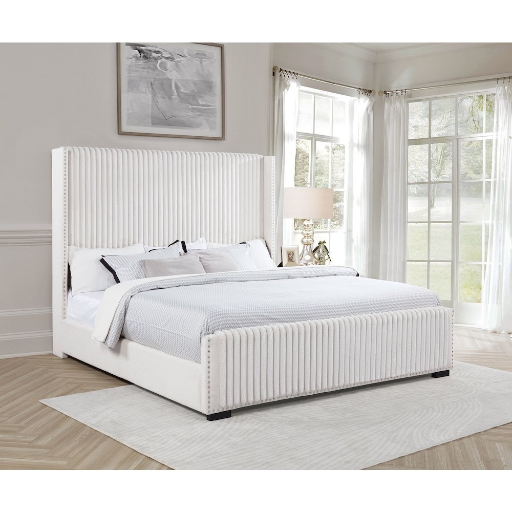 Natasha 65-inch Upholstered California King Bed Cream