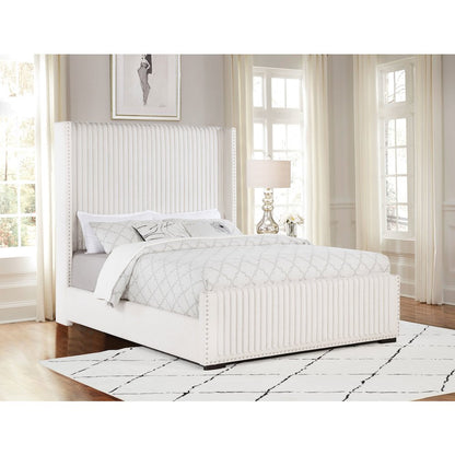 Natasha 65-inch Upholstered Queen Wingback Bed Cream