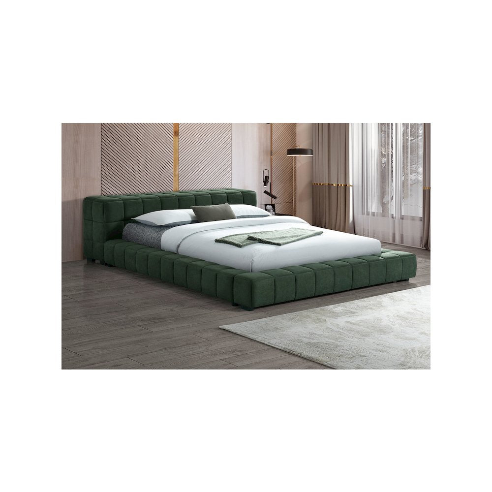 Trinity Upholstered Cal King Platform Bed Green