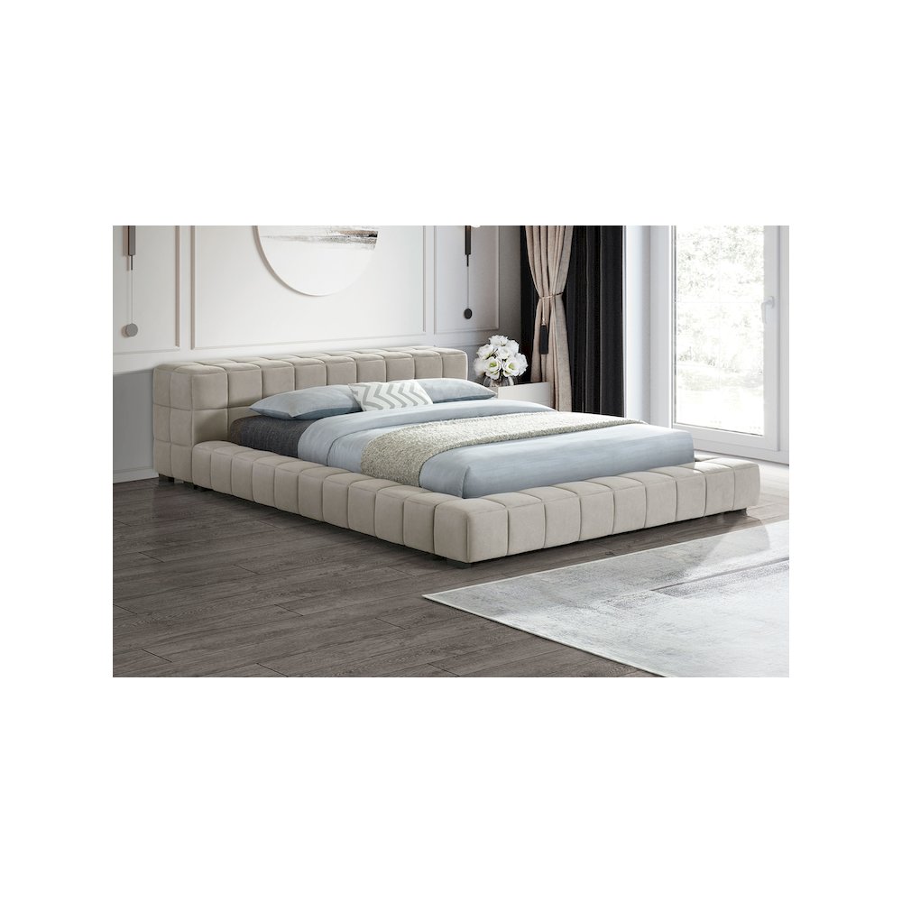 Trinity Upholstered Queen Platform Bed Light Taupe