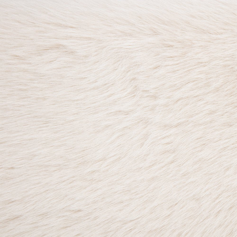 Rebecca Faux Fur Upholstered Queen Bed Cream
