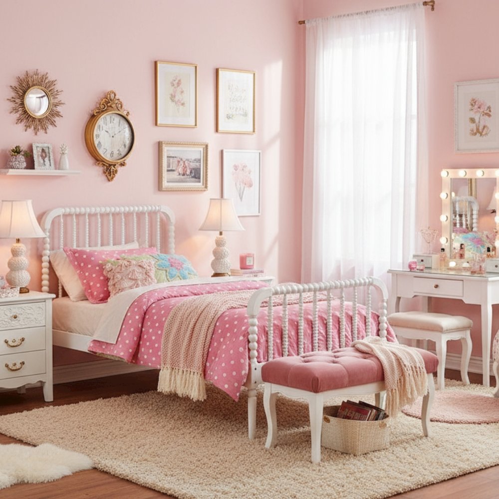 White Twin Bed Frame with Headboard - Classic Solid Wood Bed Frame