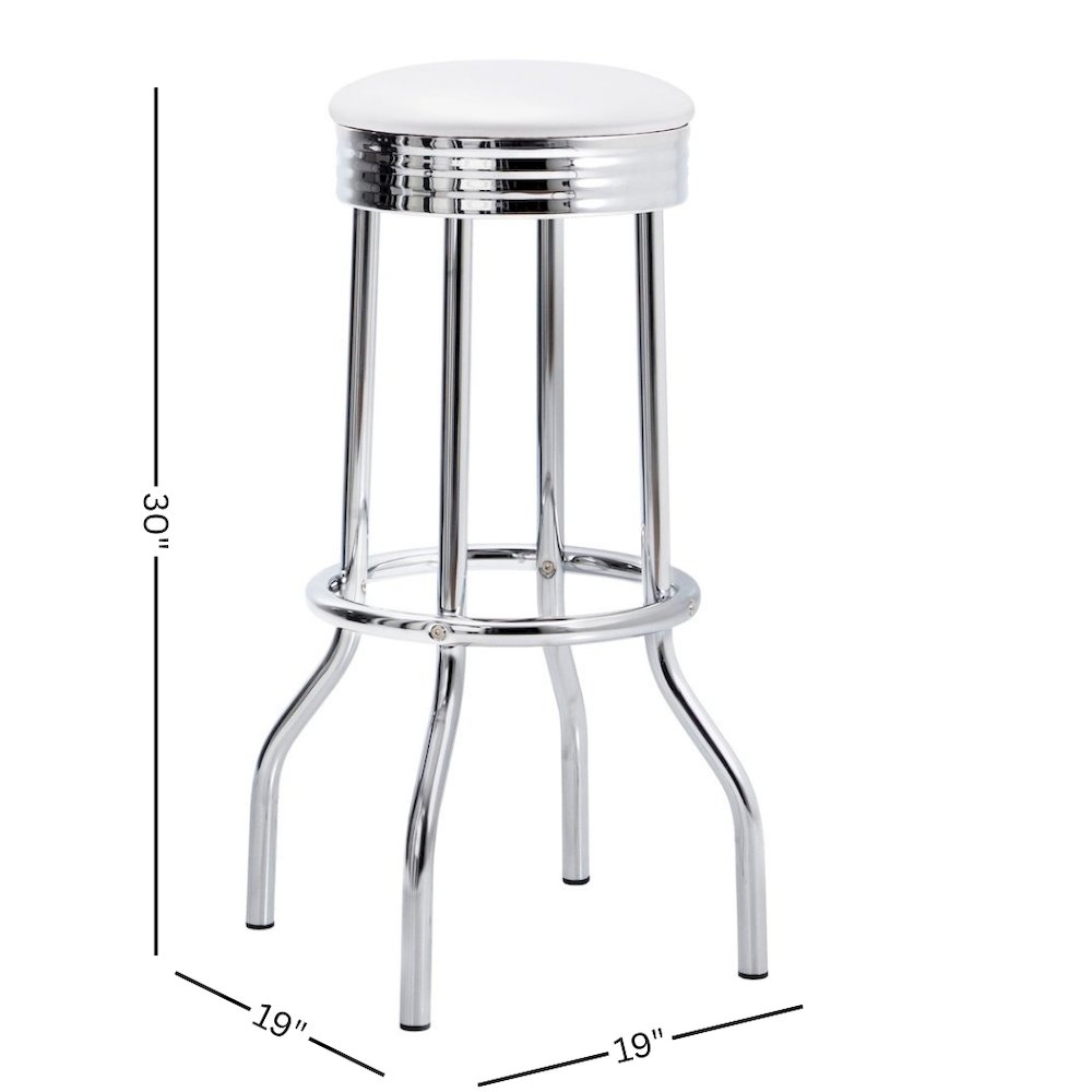 White Swivel Bar Stools - Modern Upholstered Metal Barstools, Set of 2