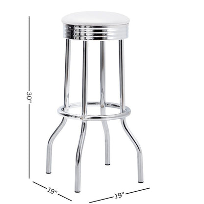 White Swivel Bar Stools - Modern Upholstered Metal Barstools, Set of 2