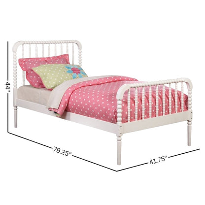 White Twin Bed Frame with Headboard - Classic Solid Wood Bed Frame