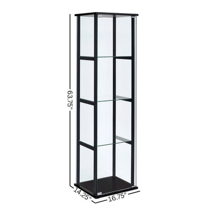 Black Glass Display Cabinet Curio Cabinet with Glass Doors and Shelves