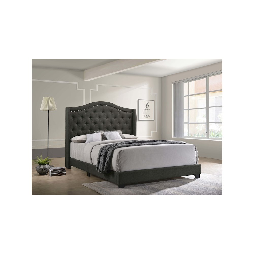 Sonoma Upholstered Queen Wingback Bed Grey