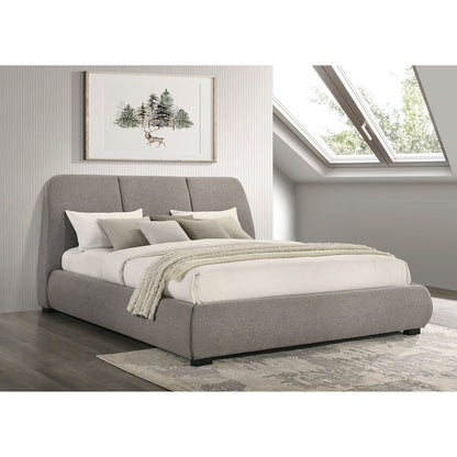 Mokena 46-inch Upholstered Eastern King Platform Bed Taupe
