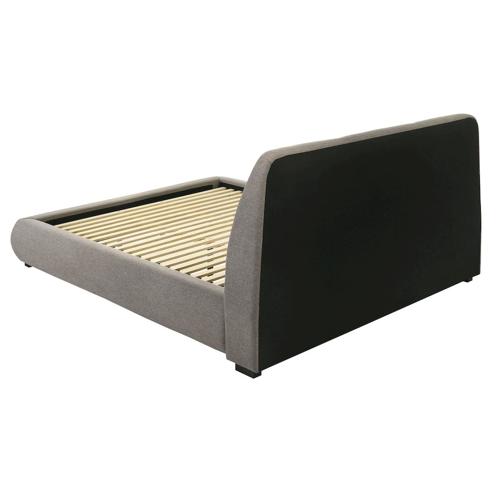 Mokena 46-inch Upholstered Eastern King Platform Bed Taupe
