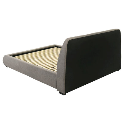 Mokena 46-inch Upholstered Eastern King Platform Bed Taupe