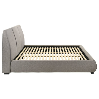 Mokena 46-inch Upholstered Eastern King Platform Bed Taupe