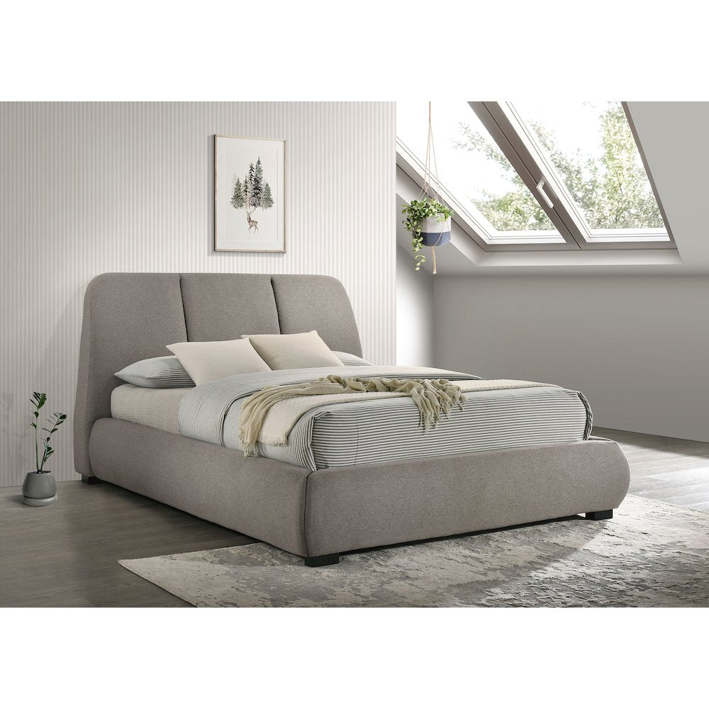Mokena 46-inch Upholstered Queen Platform Bed Taupe