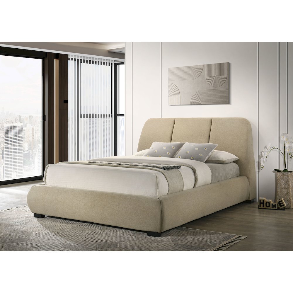 Mokena 46-inch Upholstered California King Platform Bed Brown