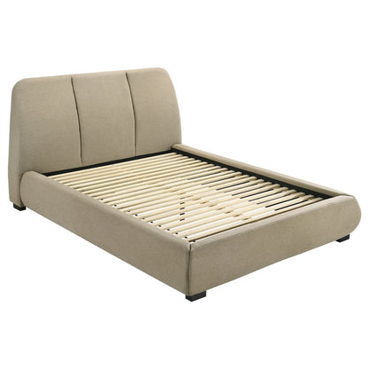 Mokena 46-inch Upholstered California King Platform Bed Brown