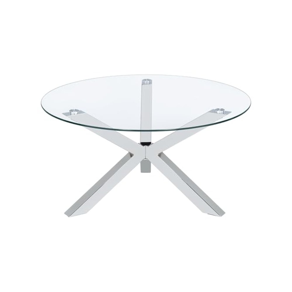 Kenzie 2-piece Round Coffee and End Table Set Chrome