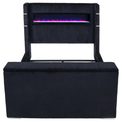 Tisdall Eastern King Flame Visualizer Wingback TV Bed Black