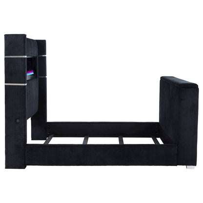 Tisdall Eastern King Flame Visualizer Wingback TV Bed Black