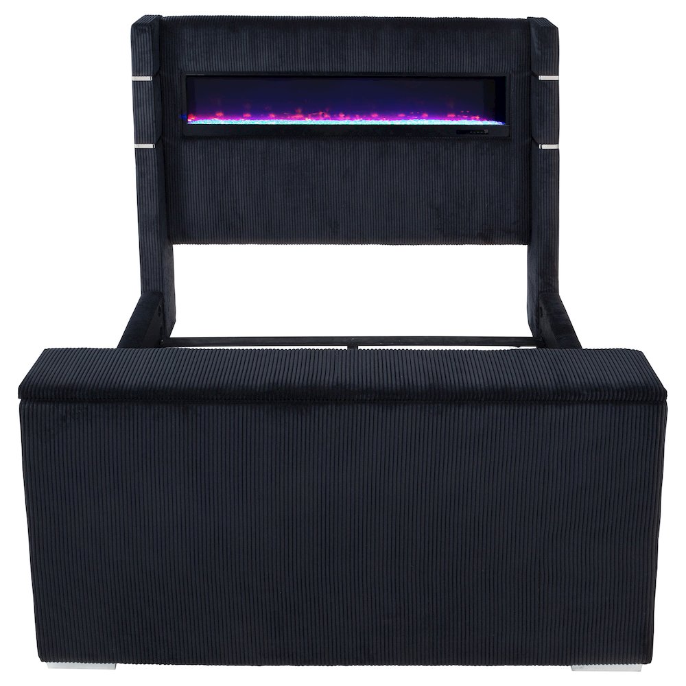 Tisdall Queen Flame Visualizer Wingback TV Bed Black