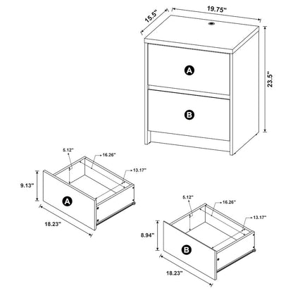 Westpark 2-drawer Nightstand LED Lights and USB Dark Pine