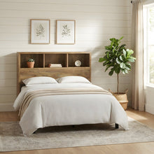 Queen Size Bookcase Headboard with Open Shelves and Storage, Queen Only, Mango