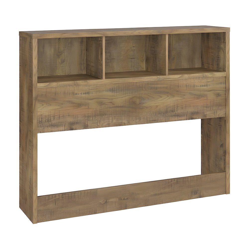 Queen Size Bookcase Headboard with Open Shelves and Storage, Queen Only, Mango