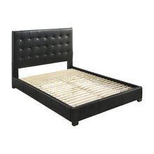 Genuine Leather Eastern King Platform Bed with Tall Headboard, Bed Frame, Black
