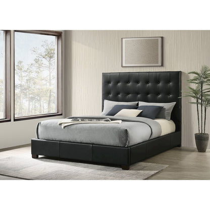 Medley Genuine Leather Queen Panel Platform Bed Black