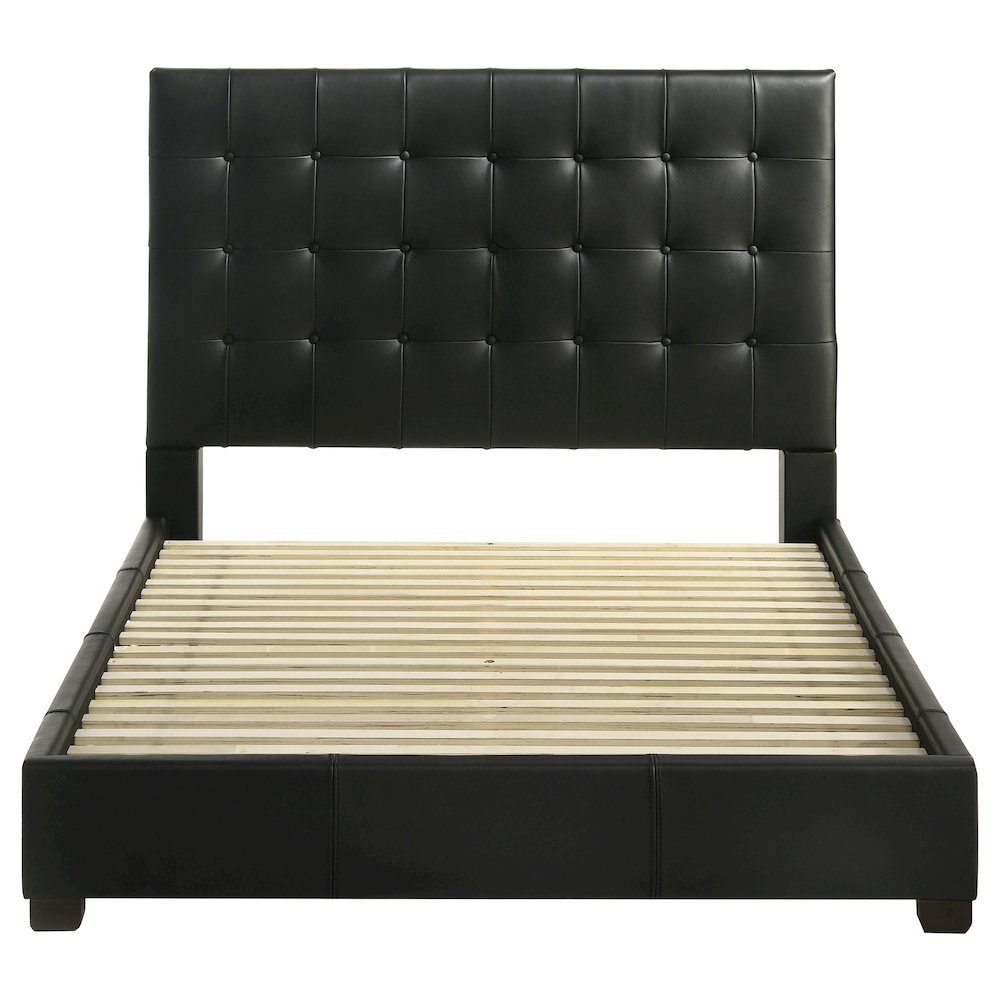 Medley Genuine Leather Queen Panel Platform Bed Black