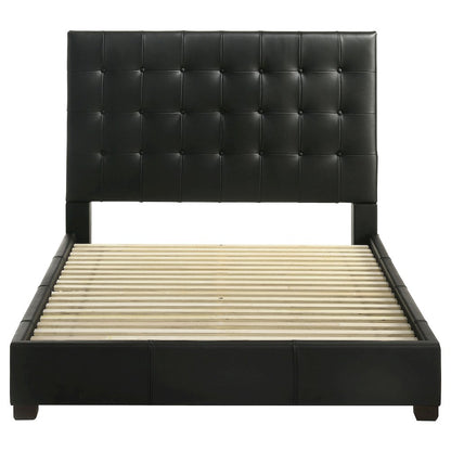 Medley Genuine Leather Queen Panel Platform Bed Black