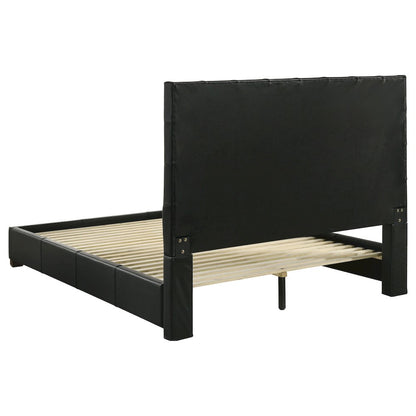 Medley Genuine Leather Queen Panel Platform Bed Black