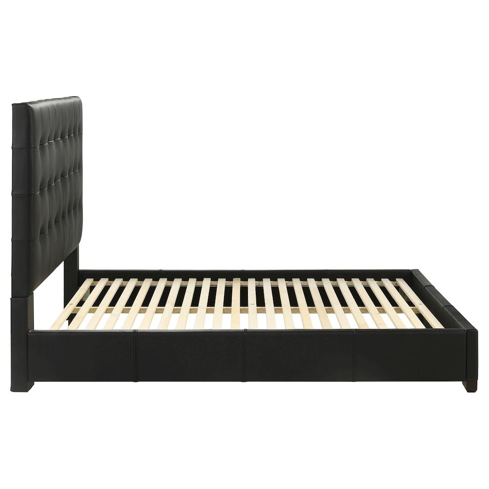 Medley Genuine Leather Queen Panel Platform Bed Black
