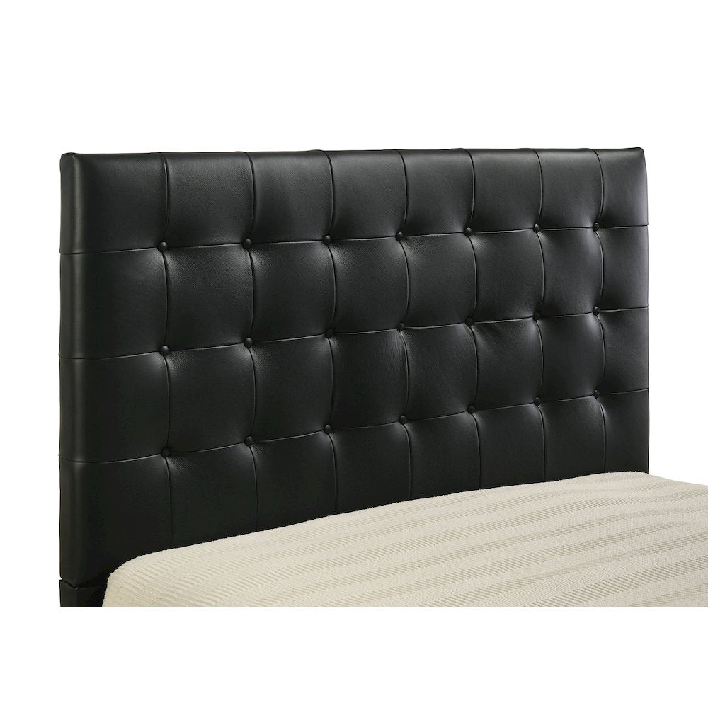 Medley Genuine Leather Queen Panel Platform Bed Black