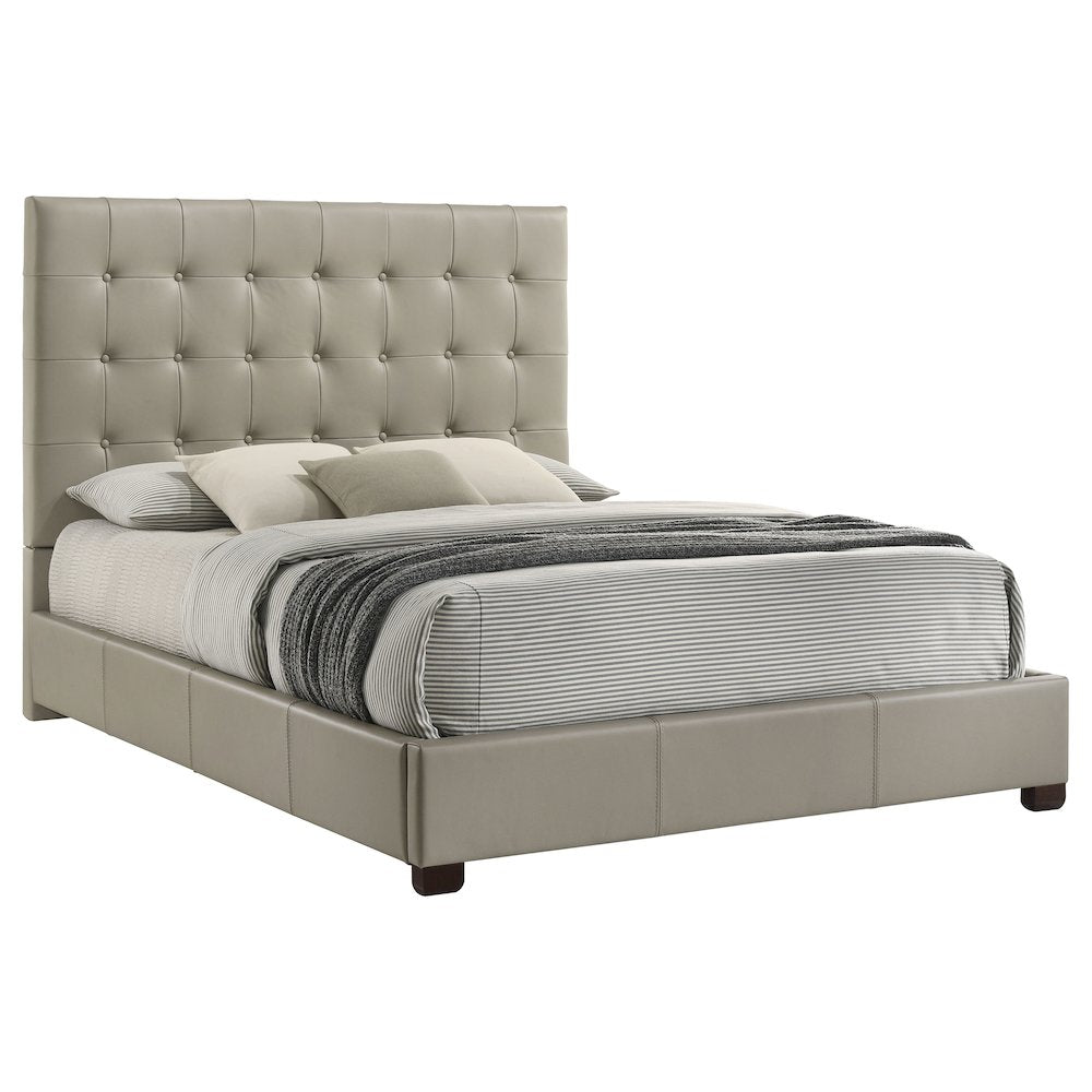 Medley Genuine Leather Queen Panel Platform Bed Tan